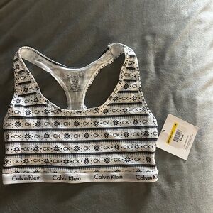 Calvin Klein Patterned Sports Bra in Black and White